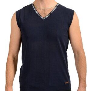 C'N'C Costume National Men's Blue V-Neck Sweater Vest US L IT 52